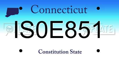 IS0E851 Connecticut License Plate