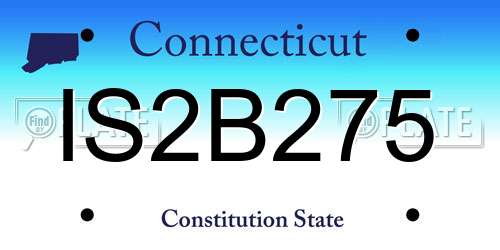 IS2B275 Connecticut License Plate