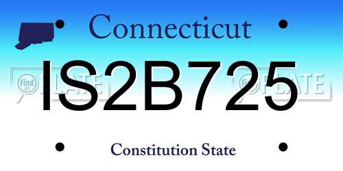 IS2B725 Connecticut License Plate