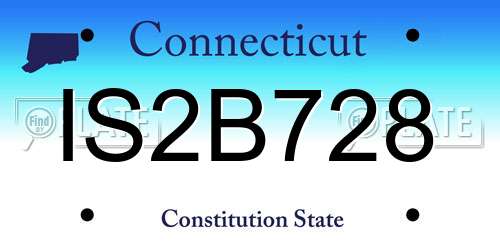 IS2B728 Connecticut License Plate