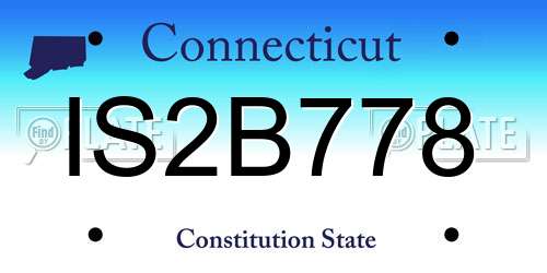 IS2B778 Connecticut License Plate