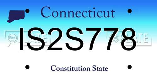 IS2S778 Connecticut License Plate