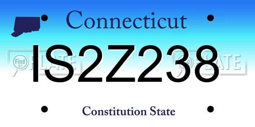 IS2Z238 Connecticut License Plate