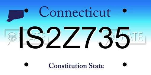 IS2Z735 Connecticut License Plate