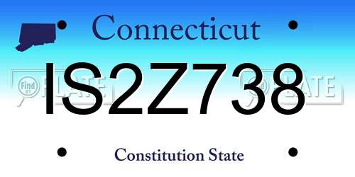IS2Z738 Connecticut License Plate