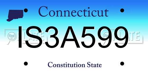 IS3A599 Connecticut License Plate
