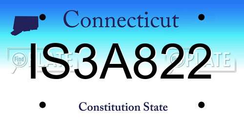 IS3A822 Connecticut License Plate