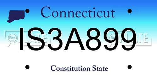 IS3A899 Connecticut License Plate