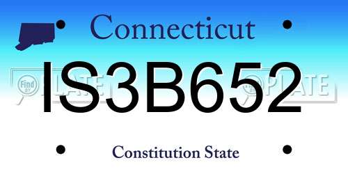 IS3B652 Connecticut License Plate