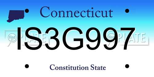 IS3G997 Connecticut License Plate