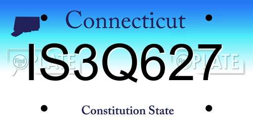 IS3Q627 Connecticut License Plate