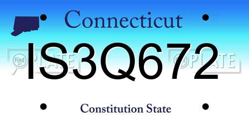 IS3Q672 Connecticut License Plate