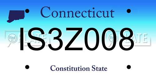 IS3Z008 Connecticut License Plate