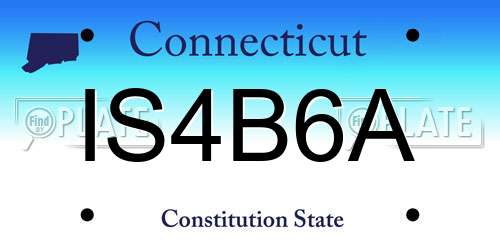 IS4B6A Connecticut License Plate