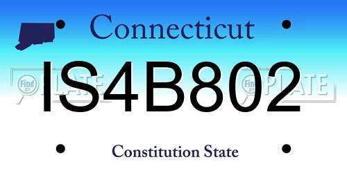 IS4B802 Connecticut License Plate