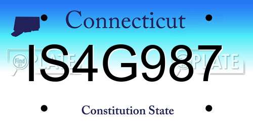 IS4G987 Connecticut License Plate