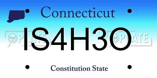 IS4H3O Connecticut License Plate