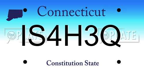 IS4H3Q Connecticut License Plate
