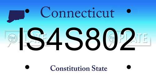 IS4S802 Connecticut License Plate