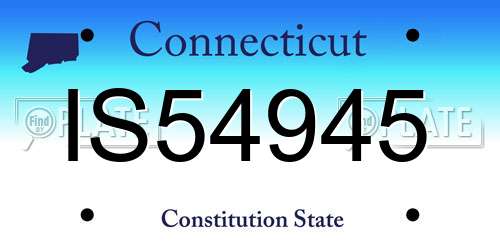 IS54945 Connecticut License Plate