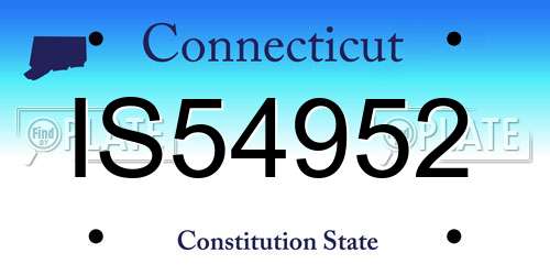 IS54952 Connecticut License Plate