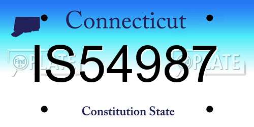 IS54987 Connecticut License Plate