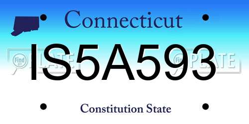 IS5A593 Connecticut License Plate