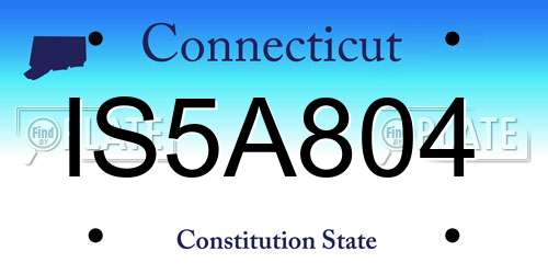 IS5A804 Connecticut License Plate