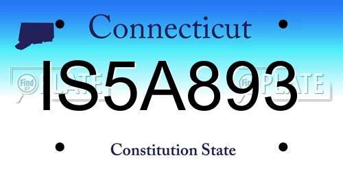 IS5A893 Connecticut License Plate