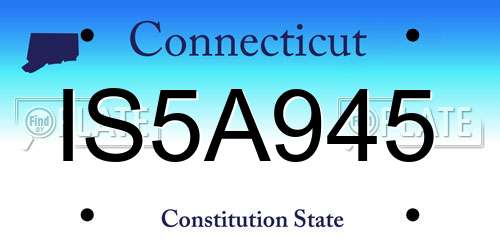 IS5A945 Connecticut License Plate