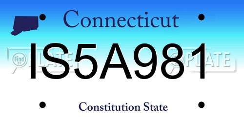 IS5A981 Connecticut License Plate