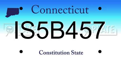 IS5B457 Connecticut License Plate