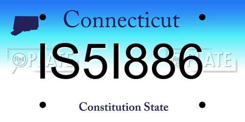 IS5I886 Connecticut License Plate