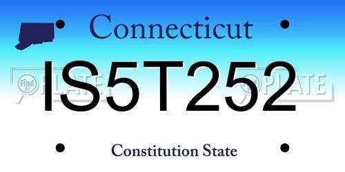 IS5T252 Connecticut License Plate