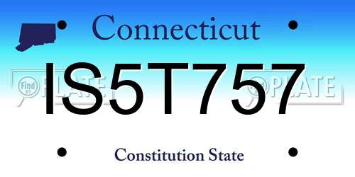 IS5T757 Connecticut License Plate