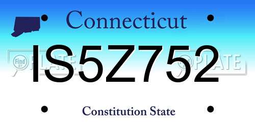 IS5Z752 Connecticut License Plate