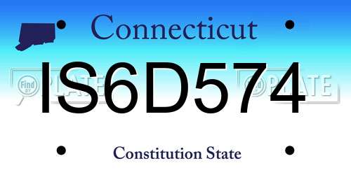 IS6D574 Connecticut License Plate