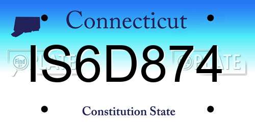 IS6D874 Connecticut License Plate