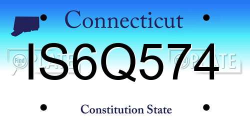 IS6Q574 Connecticut License Plate