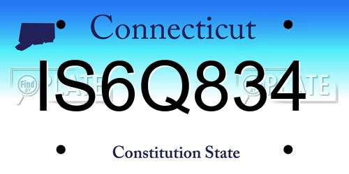 IS6Q834 Connecticut License Plate