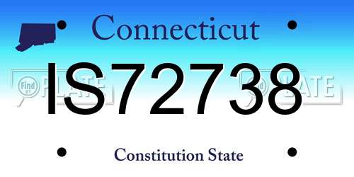 IS72738 Connecticut License Plate