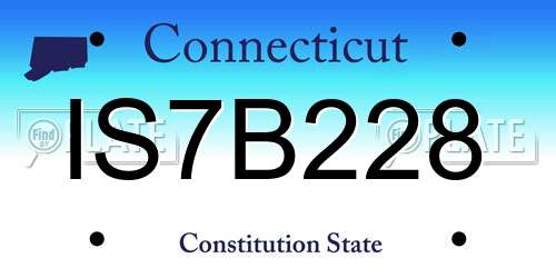 IS7B228 Connecticut License Plate