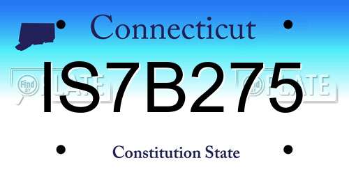 IS7B275 Connecticut License Plate