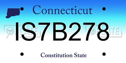 IS7B278 Connecticut License Plate
