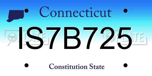 IS7B725 Connecticut License Plate