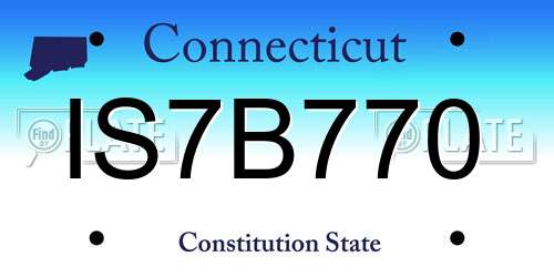 IS7B770 Connecticut License Plate