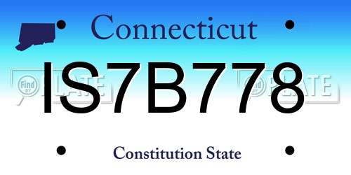 IS7B778 Connecticut License Plate
