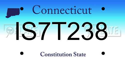 IS7T238 Connecticut License Plate