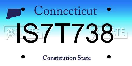 IS7T738 Connecticut License Plate