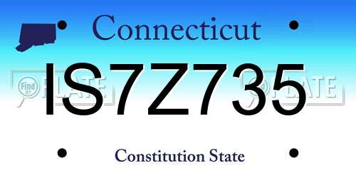 IS7Z735 Connecticut License Plate